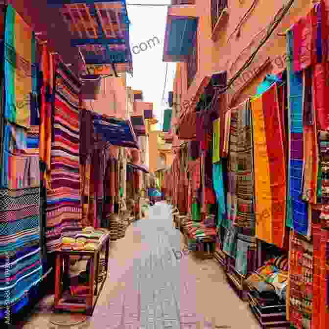 A Bustling Souk In Marrakech, Morocco, With Colorful Textiles And Traditional Crafts. European Memories: Travels And Adventures Through 15 Countries (Travels And Adventures Of Ndeye Labadens 4)