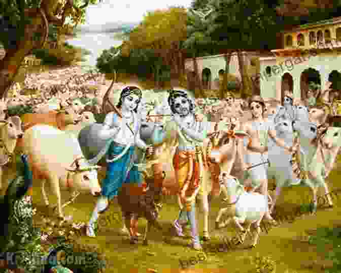 A Depiction Of Krishna Leading His Family And Friends From The Village Of Gokul, Embarking On Their Journey To Mathura. BHAGAVATHA DARSHANAM: CANTO 10 (THE FIRST HALF) SRIKRISHNA KATHA FROM GOKUL TO MATHURA (SRIMAD BHAGAVATHAM 8)