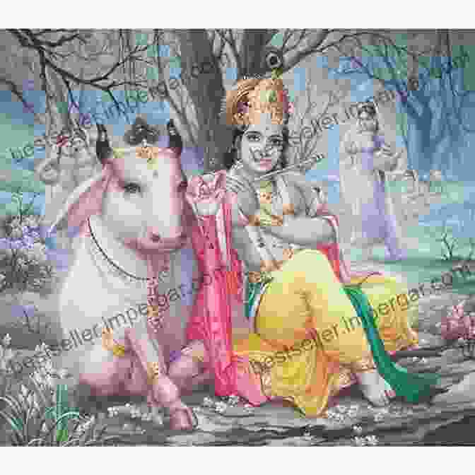 A Serene Landscape Depicting The Idyllic Village Of Gokul, Where Lord Krishna Spent His Childhood. BHAGAVATHA DARSHANAM: CANTO 10 (THE FIRST HALF) SRIKRISHNA KATHA FROM GOKUL TO MATHURA (SRIMAD BHAGAVATHAM 8)