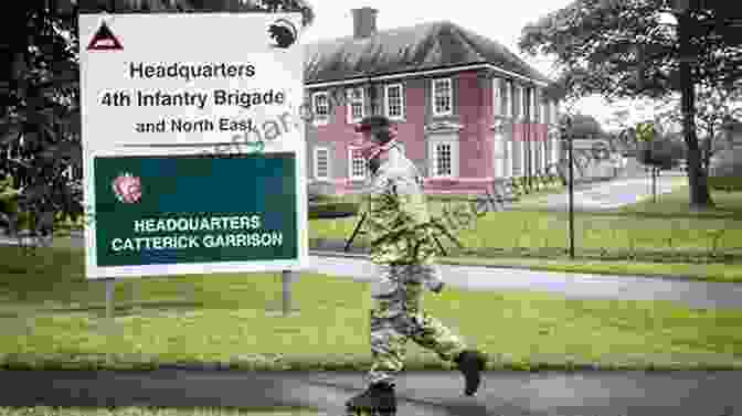 Soldiers Walking Past A Garrison Building Military Life In Bivouac Camp Garrison Barracks C