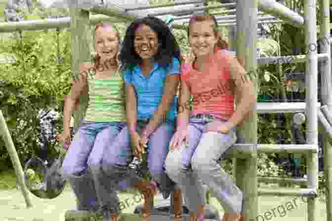 Three Young Girls Playing In A Field, Their Faces Filled With Joy Pre Pubescent Innocence (Granddaughters 2) Annemarie Hobble